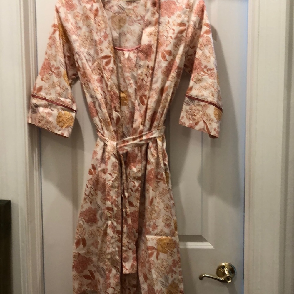 PAPINELLE NIGHTGOWN & ROBE KNEE LENGTH 100% COTTON NWT sz S, L - Picture 3 of 13
